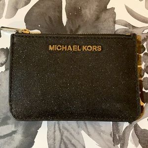 Michael Kors Black Glitter Small Card Holder Fob